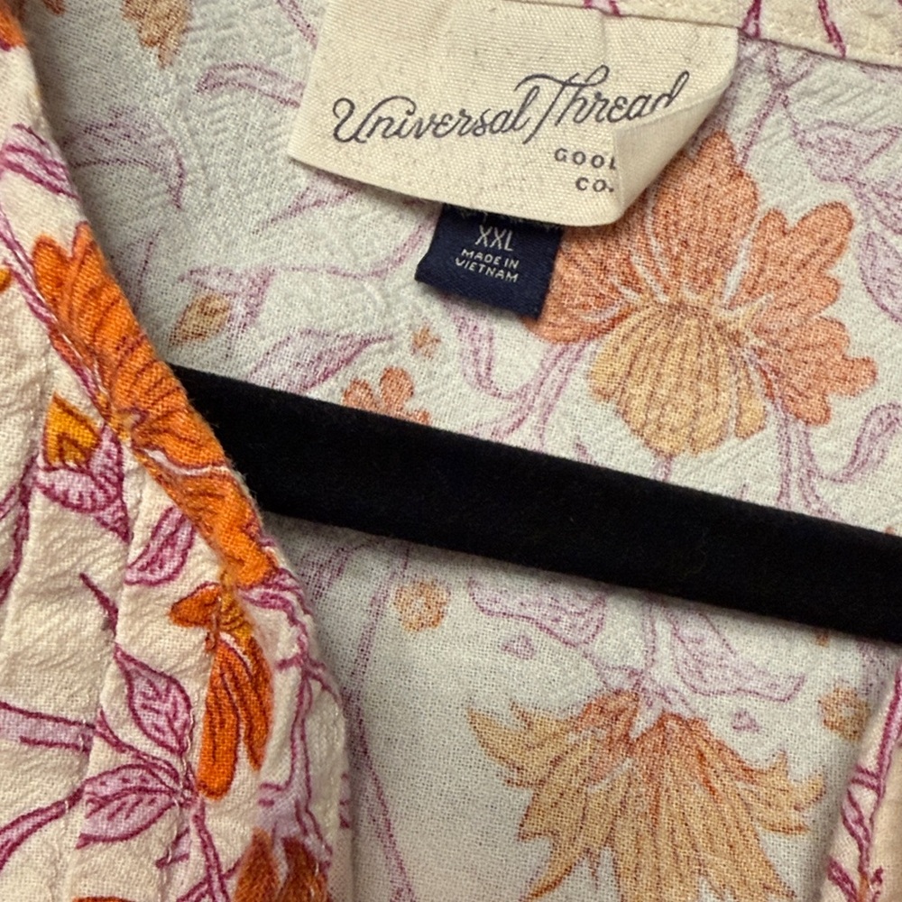 Universal Thread Orange and Purple Floral Swing Dress 100% Cotton - Picture 2 of 3